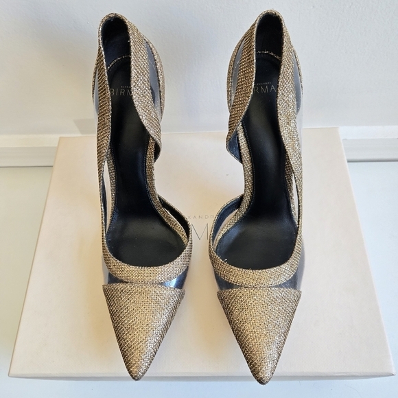 New Alexandre Birman Gold Metallic PVC Stiletto Heels NWT Size 8 US/38 EU - Picture 3 of 10